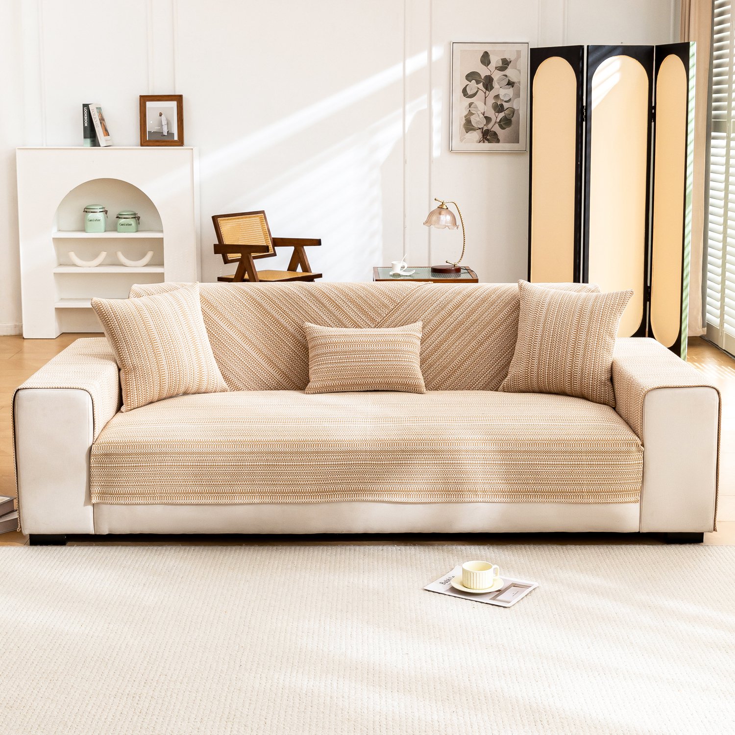 三人沙發專用棉麻抱枕套