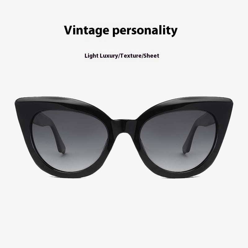 Wholesale European American Retro Cat Eye Sunglasses Large Frame Plate Sunglasses UV400 TAC Lenses A