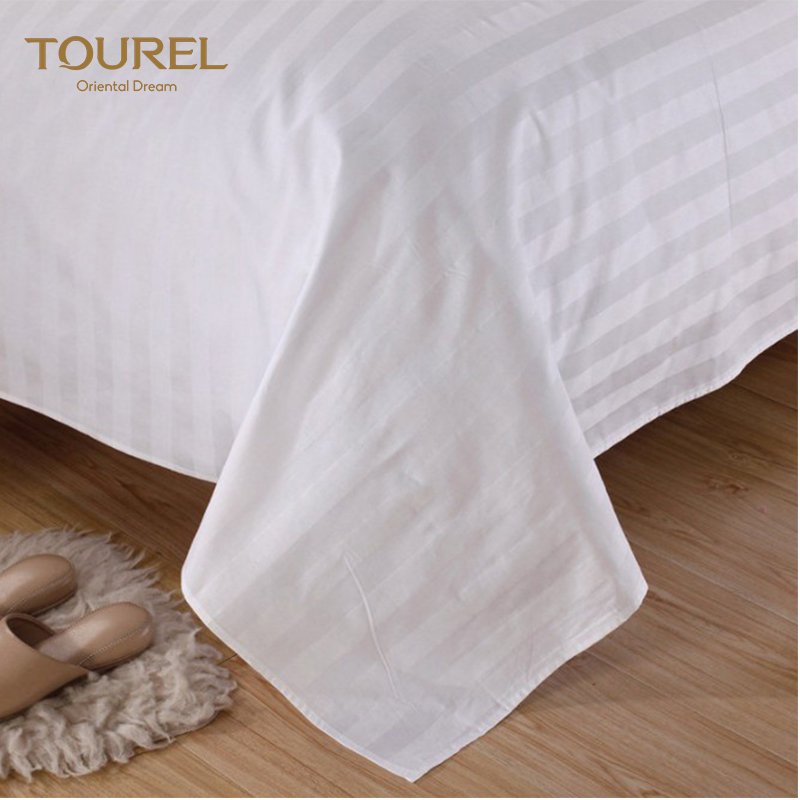 Wholesale Customized logo Egyptian 100% Cotton Hotel Bed Linen 3 Pcs Bed Sheet