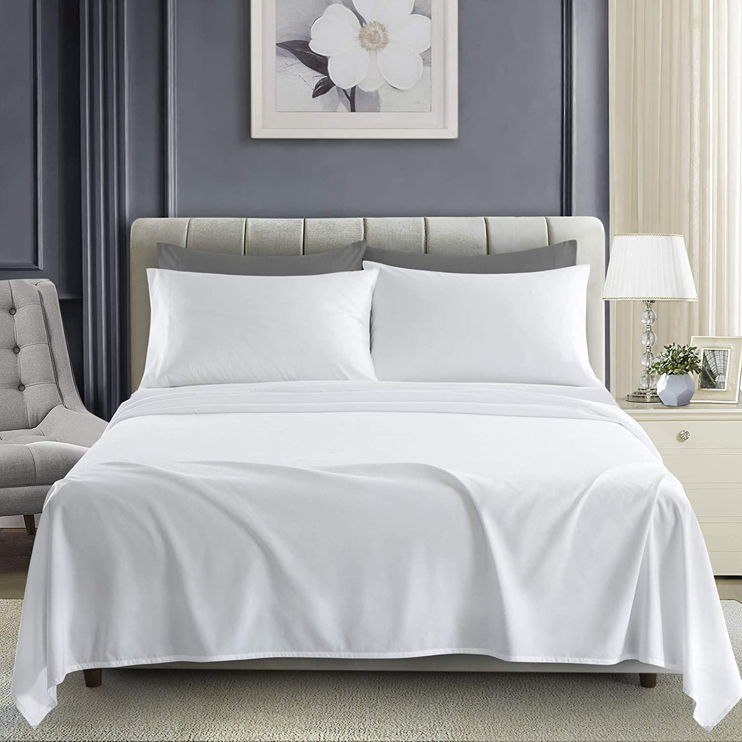 Hotel Textile Luxury Soft Microfiber Bedding Sheet 1800 Count Deep Pocket 4 Piece Hotel Bed Sheet Se