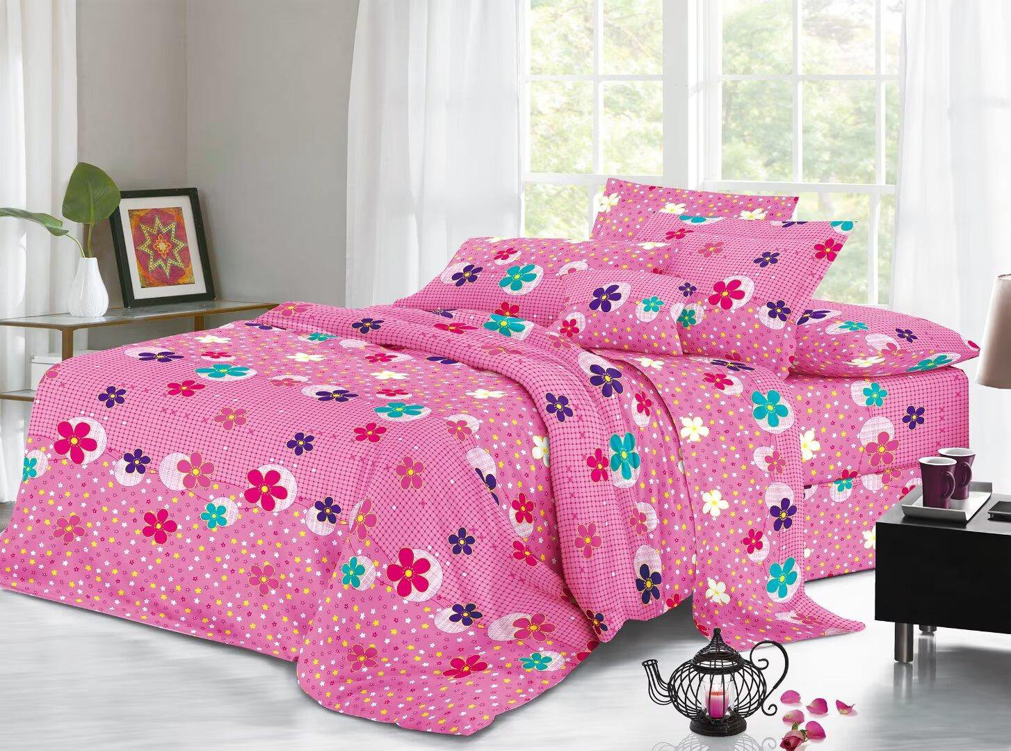 Ready to Ship Soft and Breathable Polyester Bed Flat Sheet Set  With 2PCS Pillowcases