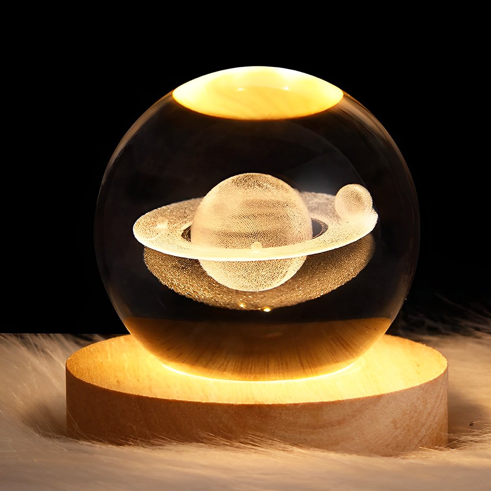 Wholesale Custom 3D Art Crystal Night Lamp Luminous Crystal Ball Decoration Solar System Led Night L