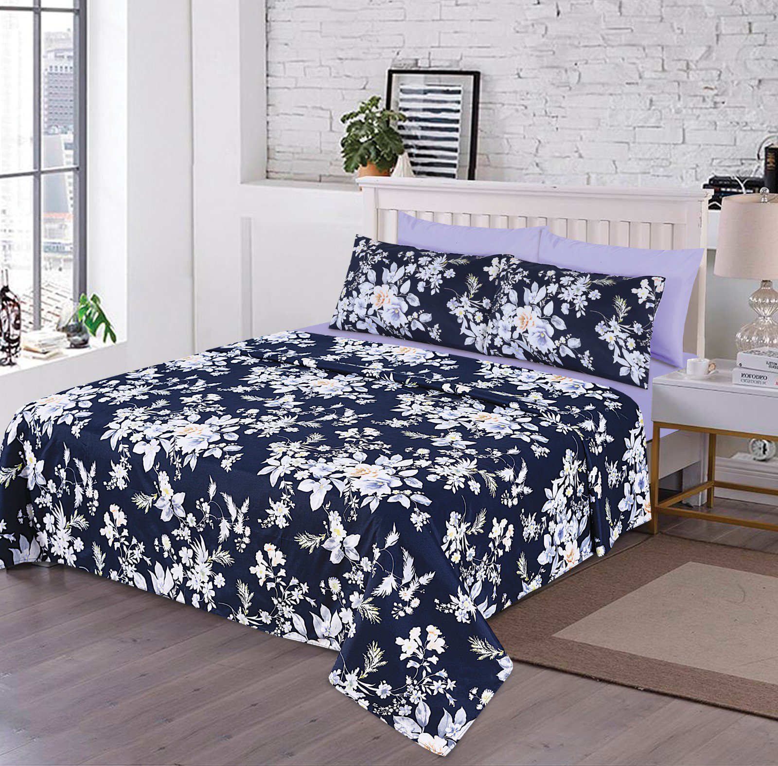 高級ウェディング寝具セット 4点 クイーン・キングサイズ 3Dフローラルプリント 防縮・色あせ防止