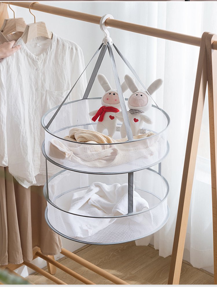 사용 방법을 보여주는 접이식 건조망