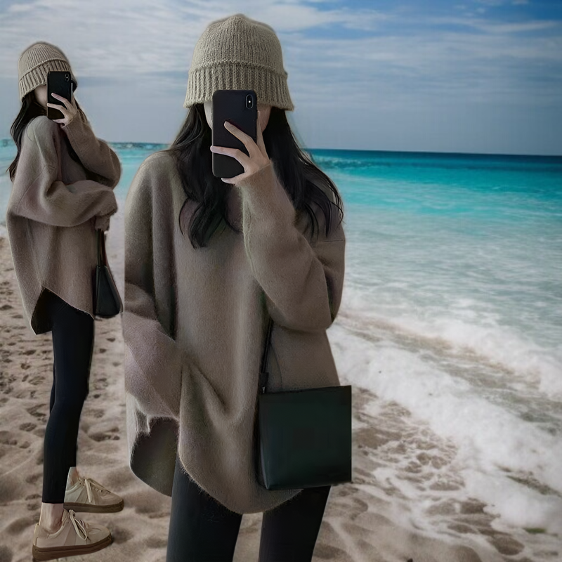 暖かいプラッシュニットセーター女性用