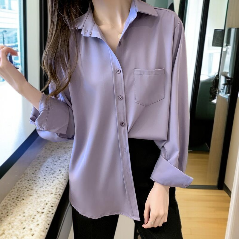 エレガントなシフォン素材の長袖トップス詳細