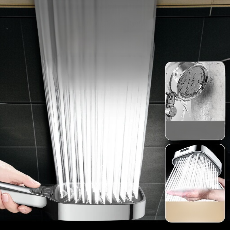 강력한 폭포수 효과의 샤워기 사용 모습