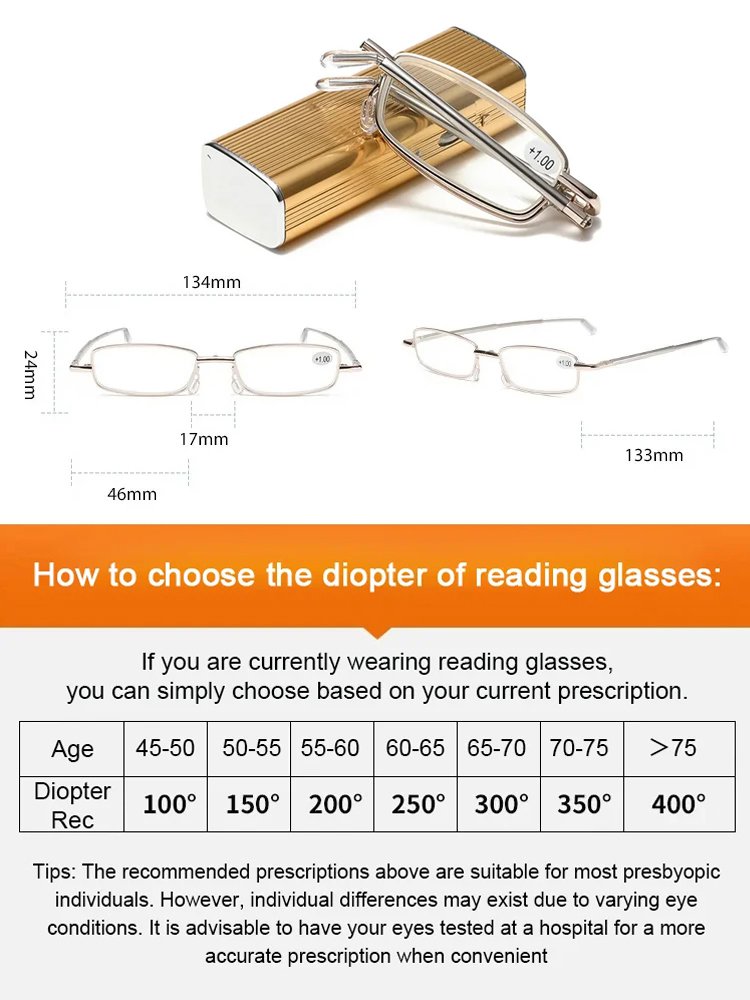 Retractable Folding Anti-Radiation Reading Glasses