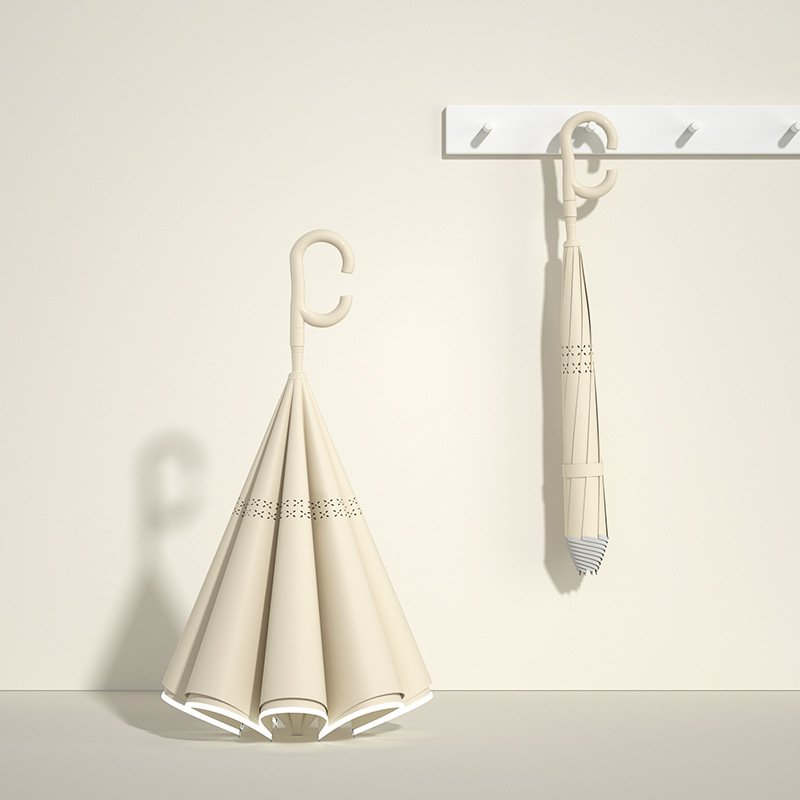 ベージュ-自動開閉