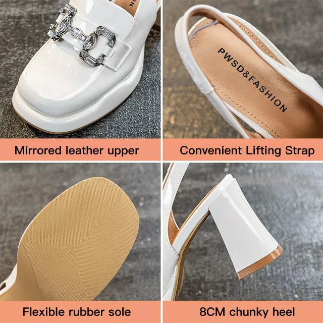 Rhinestone Closed Toe High Heel Sandals