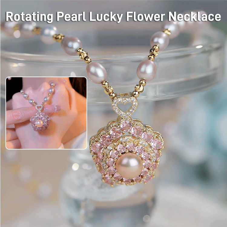 Pink Rotating Pearl Lucky Flower Necklace