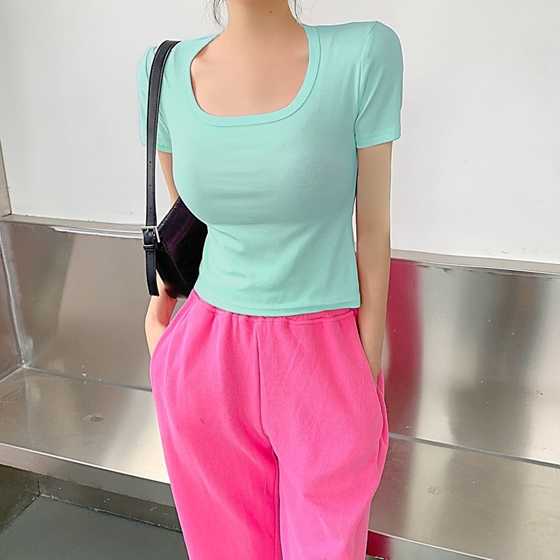 여성 여름 순면 반팔 티셔츠
