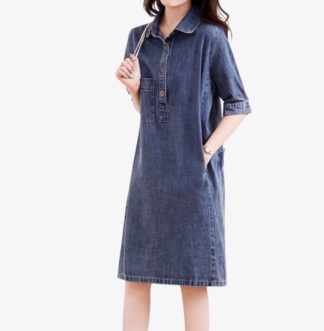 셔츠형 데님 원피스 디자인 디테일
