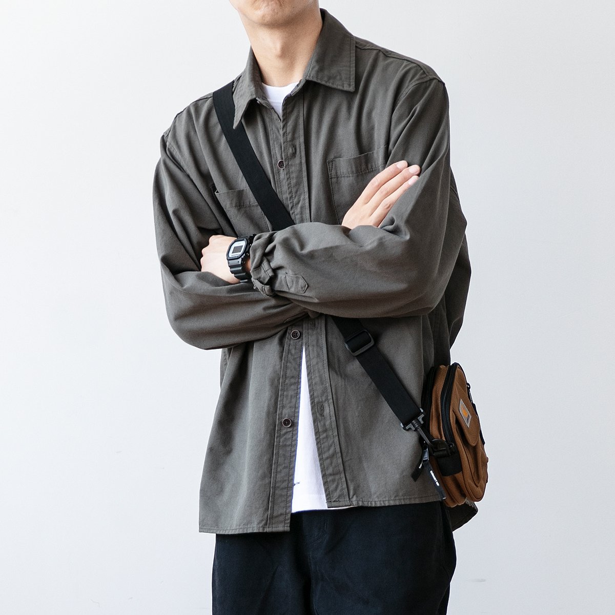 긴팔 카고 셔츠