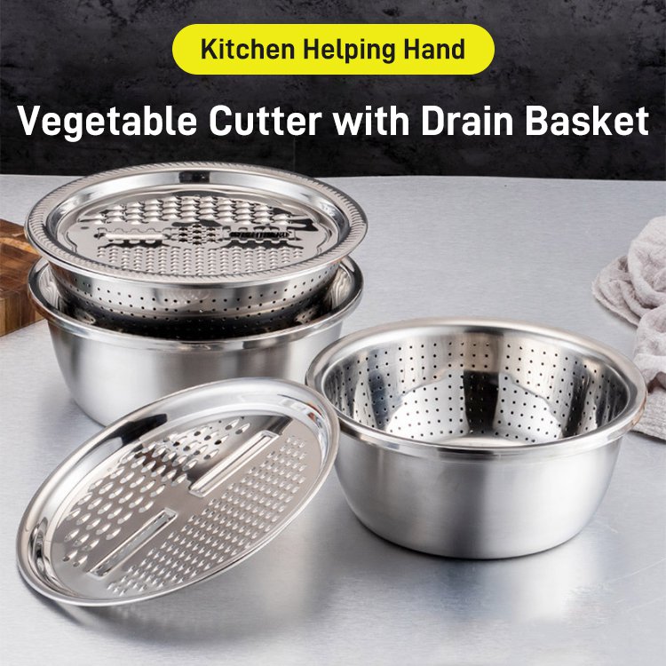 Stainless Steel Vegetable Cutter with Drain Basket