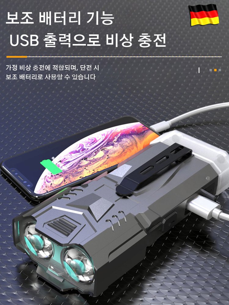 [충전식] 다기능 줌 캠핑 손전등