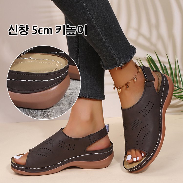 투조 웨지 여성 샌들