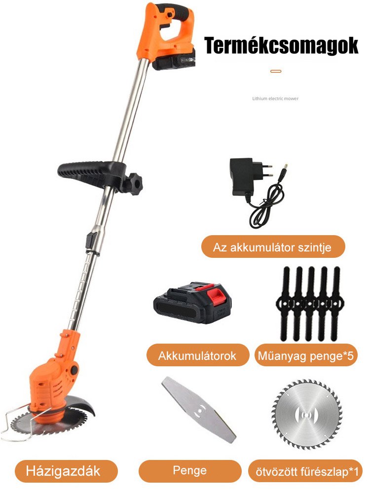 Újratölthető elektromos fűnyíró