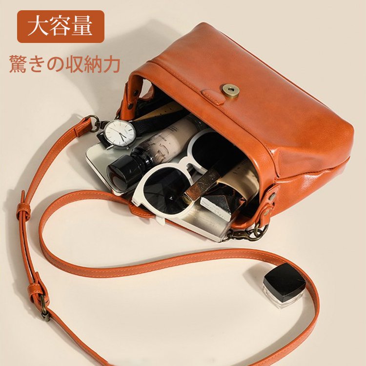 高級感レトロ風牛革手作りショルダーバッグ