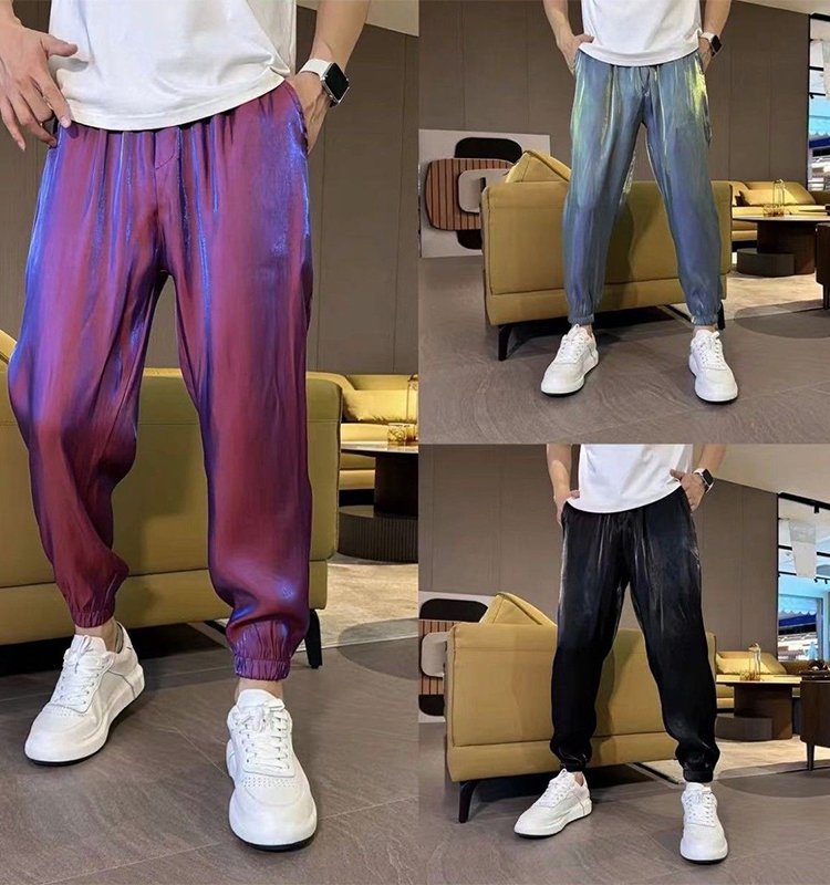 고품질 그라데이션 실크 캐주얼 조거 바지