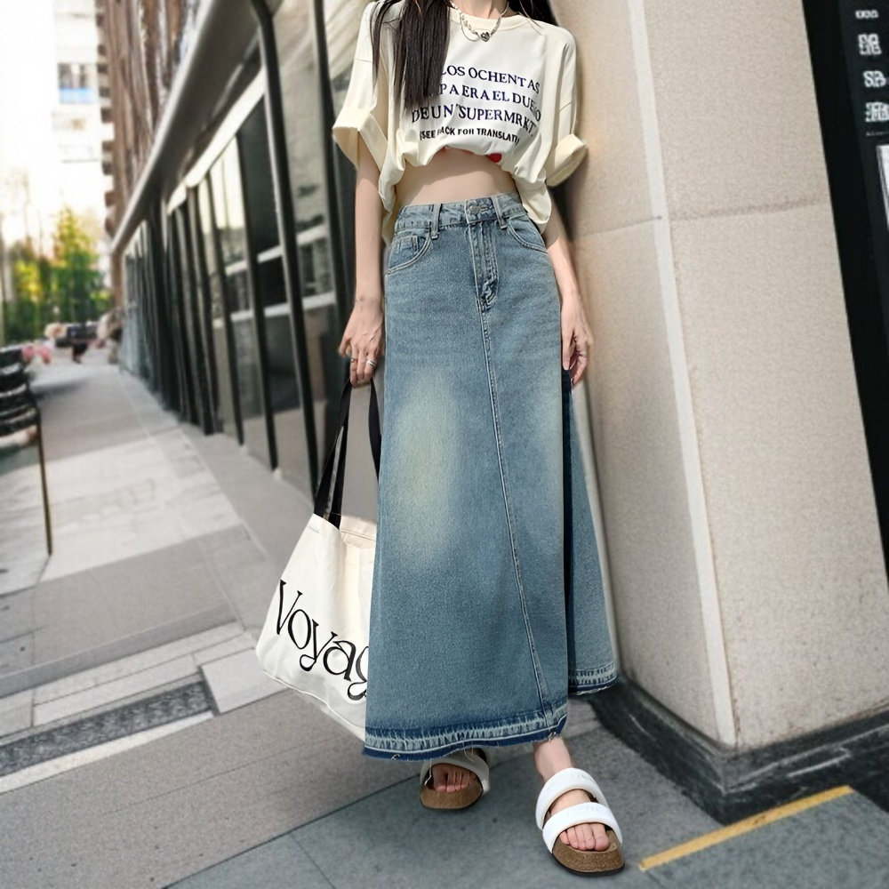 슬림핏 롱스커트 스타일링 예시