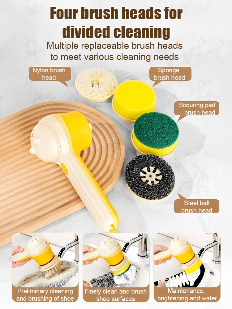 Multifunctional cordless electric cleaning brush