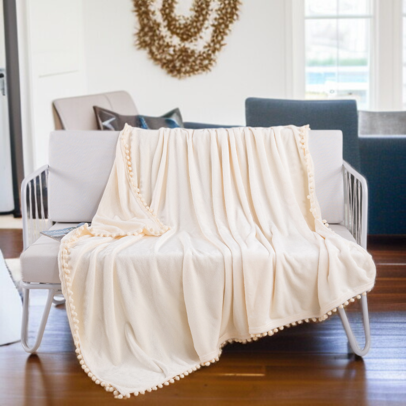 おしゃれなタッセル付きオフィスソファーブランケット