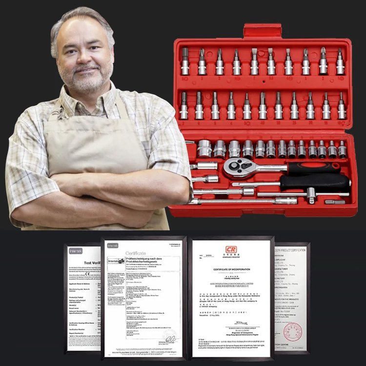 46개입 전문 자동차 수리 키트 72 미세 톱니 커넥터] /[만능 래칫 렌치 세트 46개입