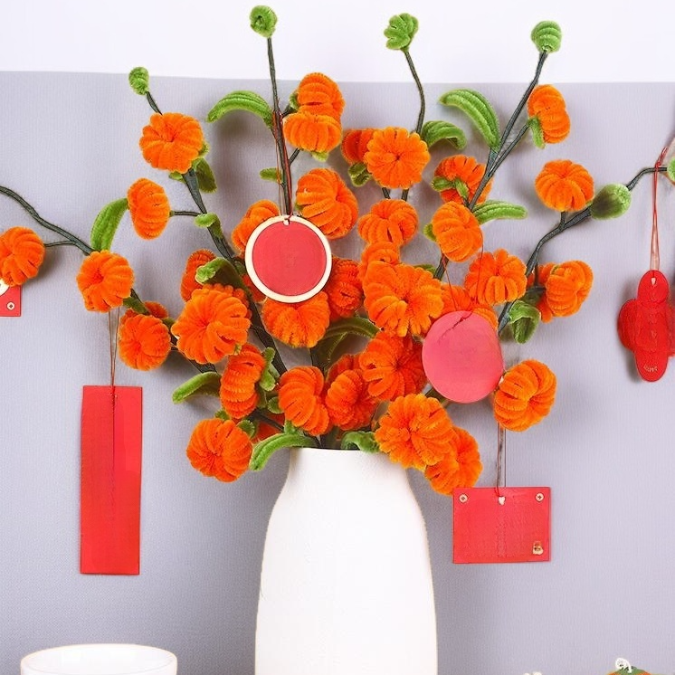 如意吉祥花束手工扭扭棒特寫