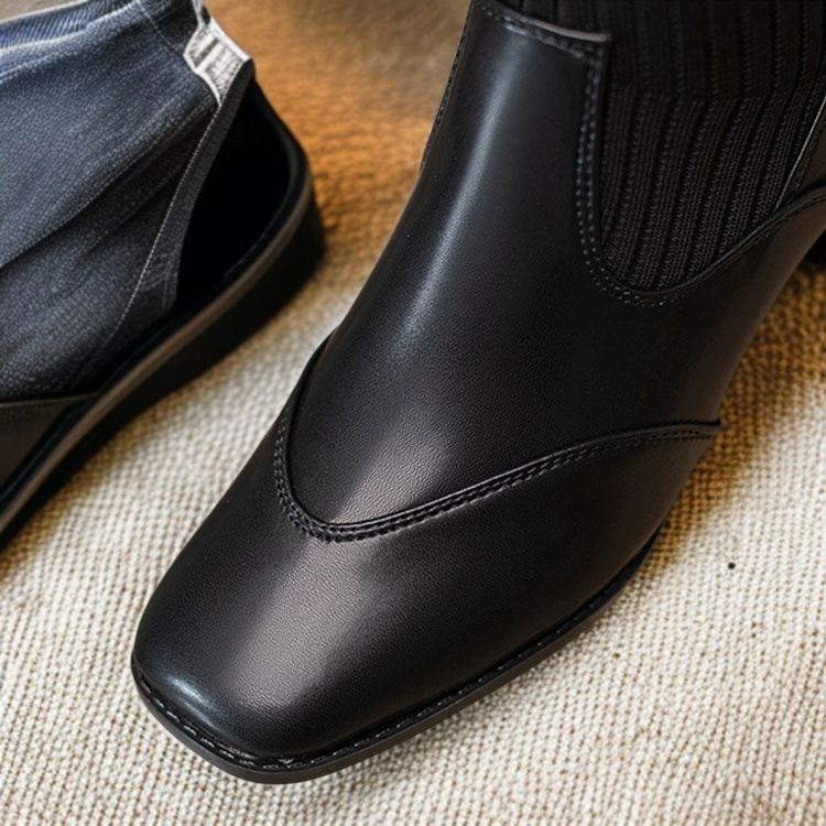 チャンキーヒール付きレディースチェルシーブーツ