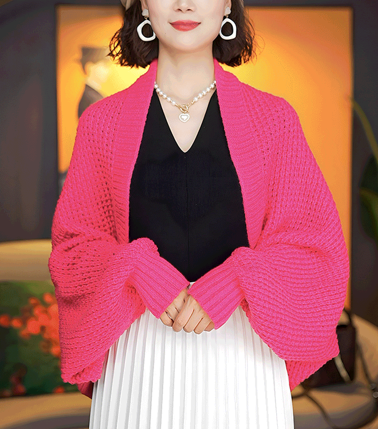Knitted soft shawl cardigan for women