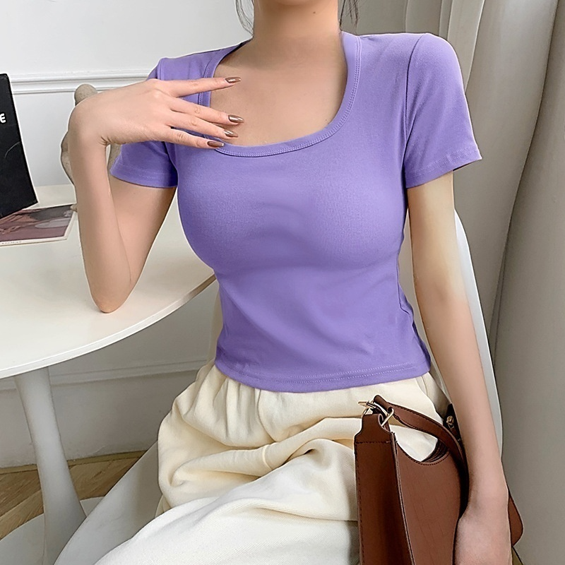 여성 여름 순면 반팔 티셔츠