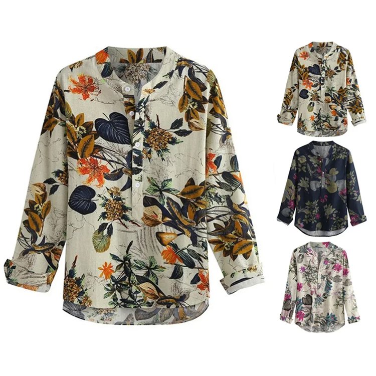 ボタニカル柄プリントシャツ