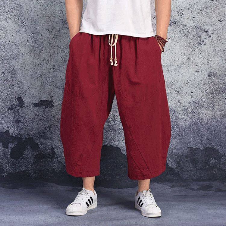 남성 빅사이즈 면마 와이드 팬츠