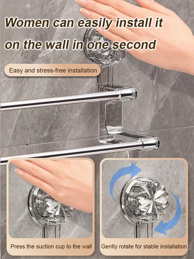 Suction Cup Double Bath Towel Bar