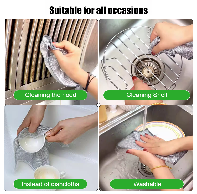 [Powerful Cleaning] Non-damaging Metal Bamboo Charcoal Cleaning Cloth