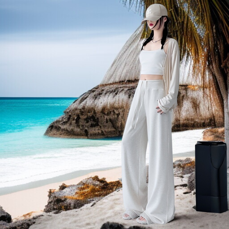 하이웨스트 와이드 팬츠 착용샷