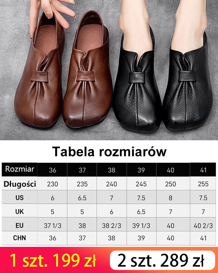 Skórzane buty na niskim obcasie z miękką podeszwą