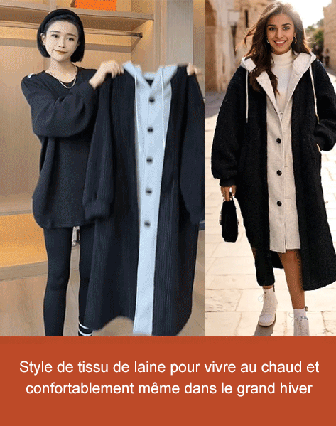 Manteau en laine à capuche
