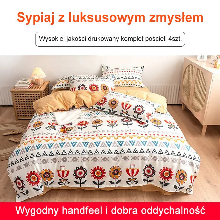 Wysokiej jakości drukowany komplet pościeli 4szt.