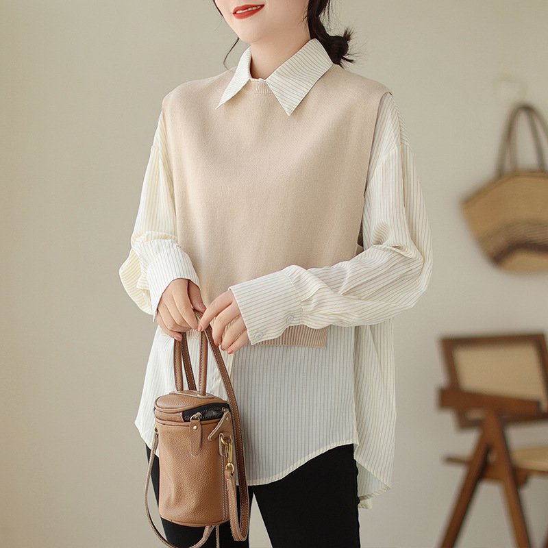 大きいサイズ対応シャツとベストセットアップの生地感