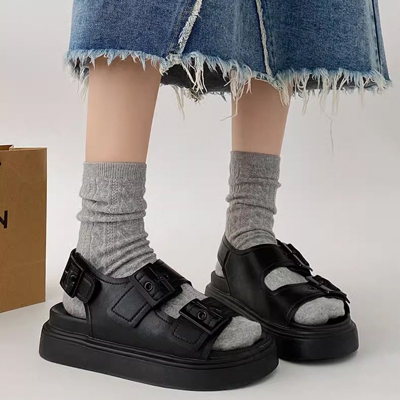 本革厚底サンダル