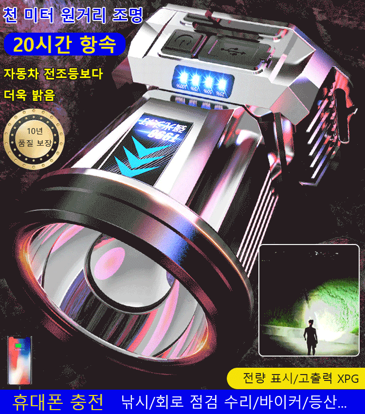 신형 독일 XPG 고출력 헤드램프[보조배터리로 착용 가능]