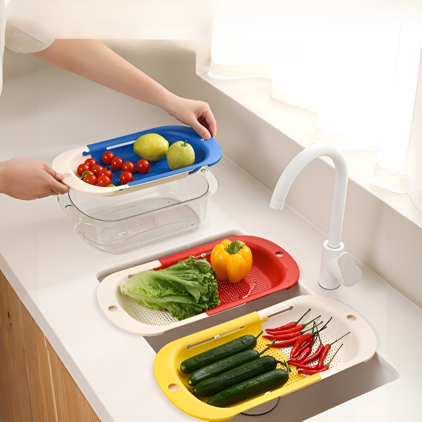 果物と野菜のフィルターバスケット使用例