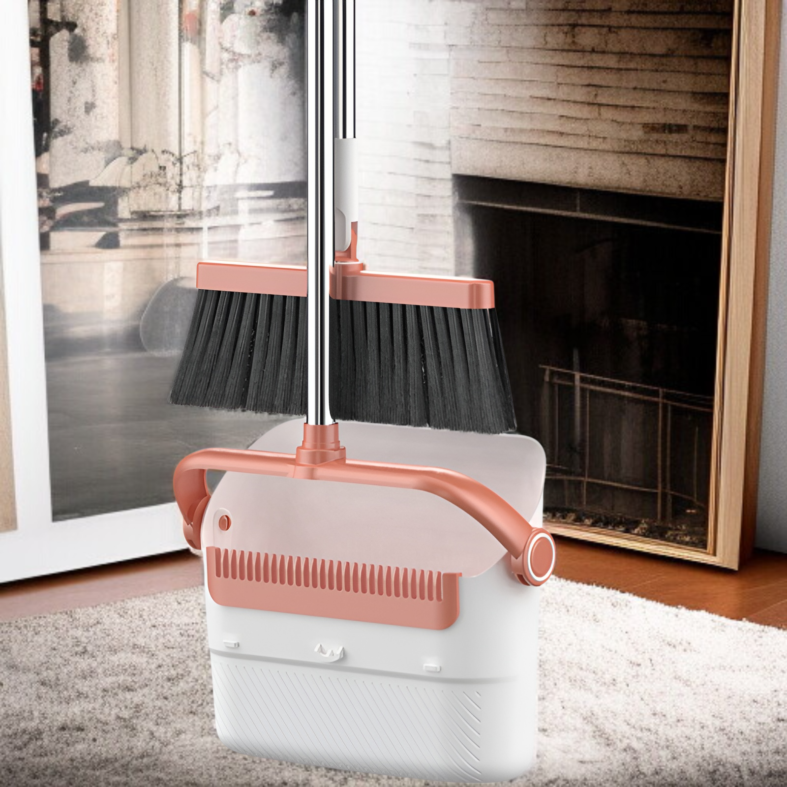 ソフトほうきの毛先がゴミをキャッチする様子