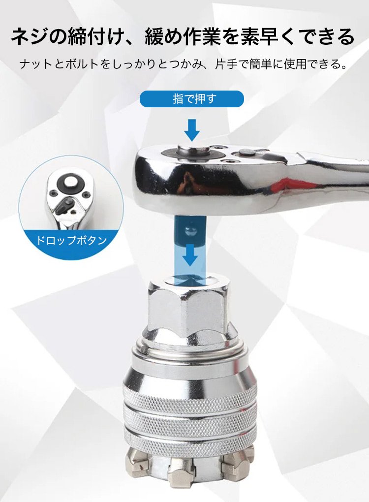 様々なサイズに対応するマジックレンチ