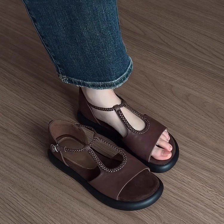 レディース編み込みローマサンダル