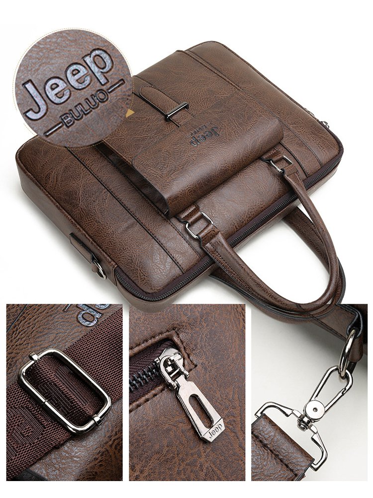 メンズビジネス手提げ横型ブリーフケース・ショルダー付きノートパソコンバッグ