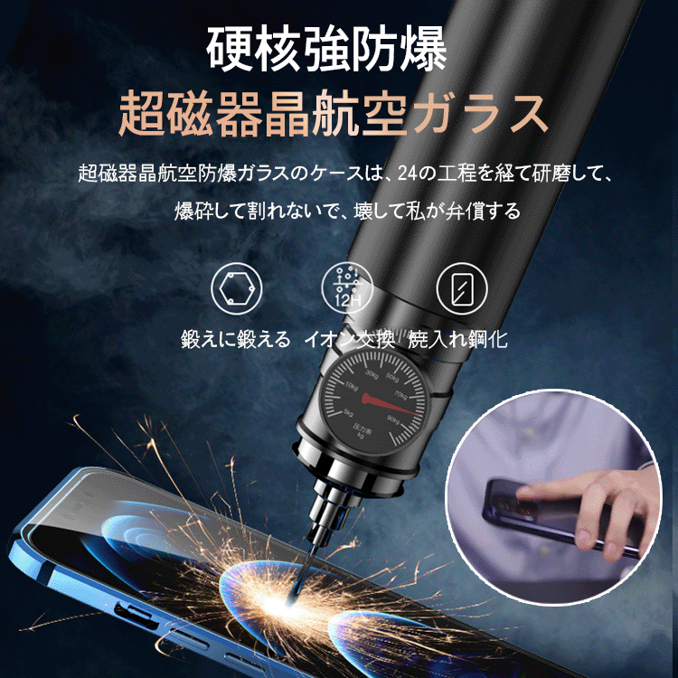 マグニートー  フリップカバー型両面ガラススマホケー