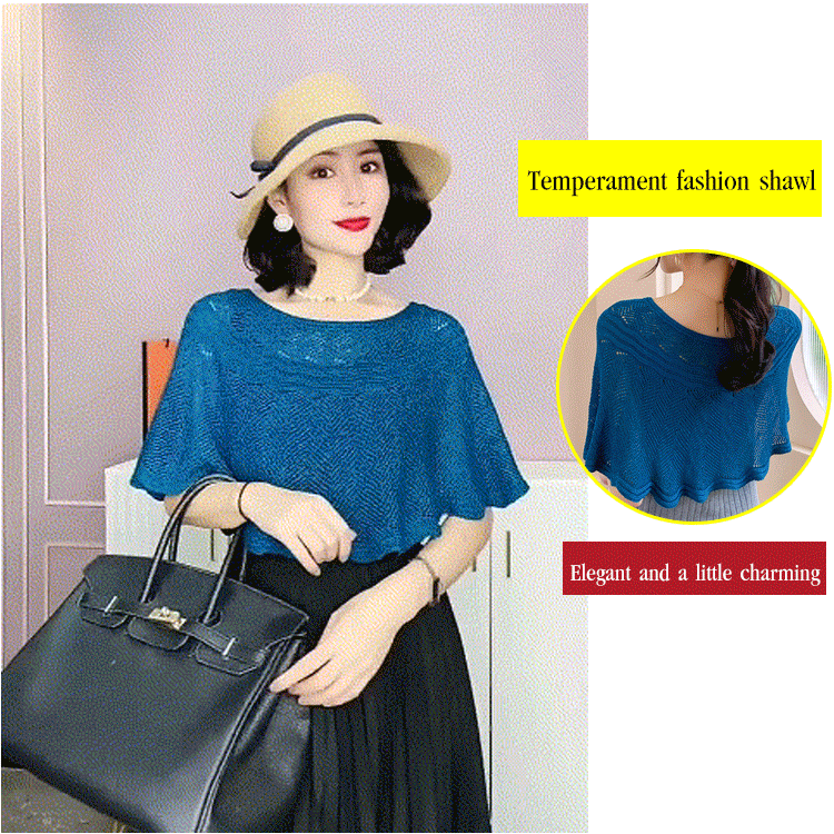 Ice Silk Knitted Hollow Shawl spring and autumn wear， sun protection sleeves, thin neck protection,